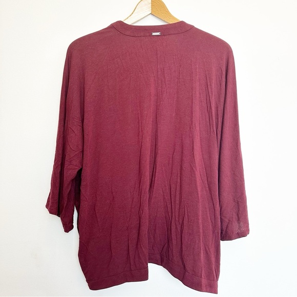 PrAna Foundation Seabrook Wrap Cardigan Sweater Open Front Maroon Heather XL - Picture 3 of 9
